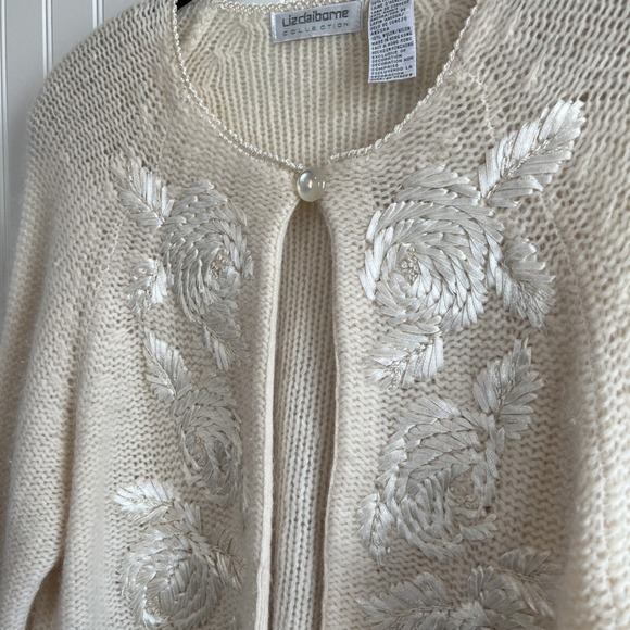 Liz Claiborne VTG Sweater Ivory Women Size Small Lambswool rabbit Angora - Picture 2 of 6